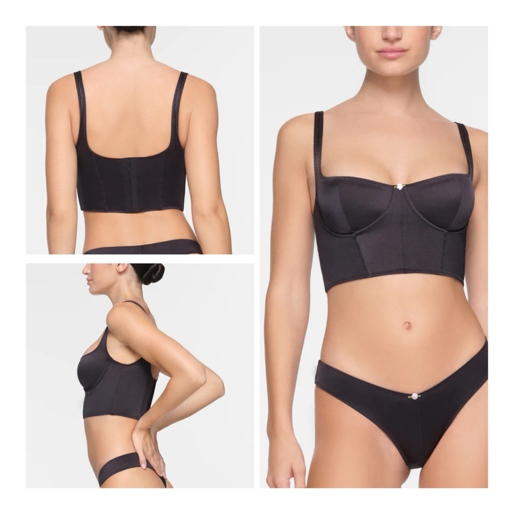 SKIMS | NWOT Stretch Satin Corset In Onyx | L